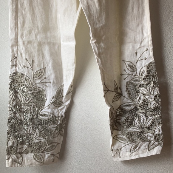 SOLD๐ซ Chasing Unicorns Freedom Now Cutwork Linen Pants sz S - Picture 13 of 17